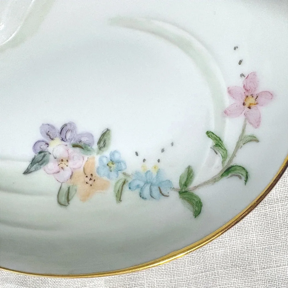 Vintage 1991 Marie Buttery Hand Painted Swan Porcelain Trinket Dish Gold Rimmed